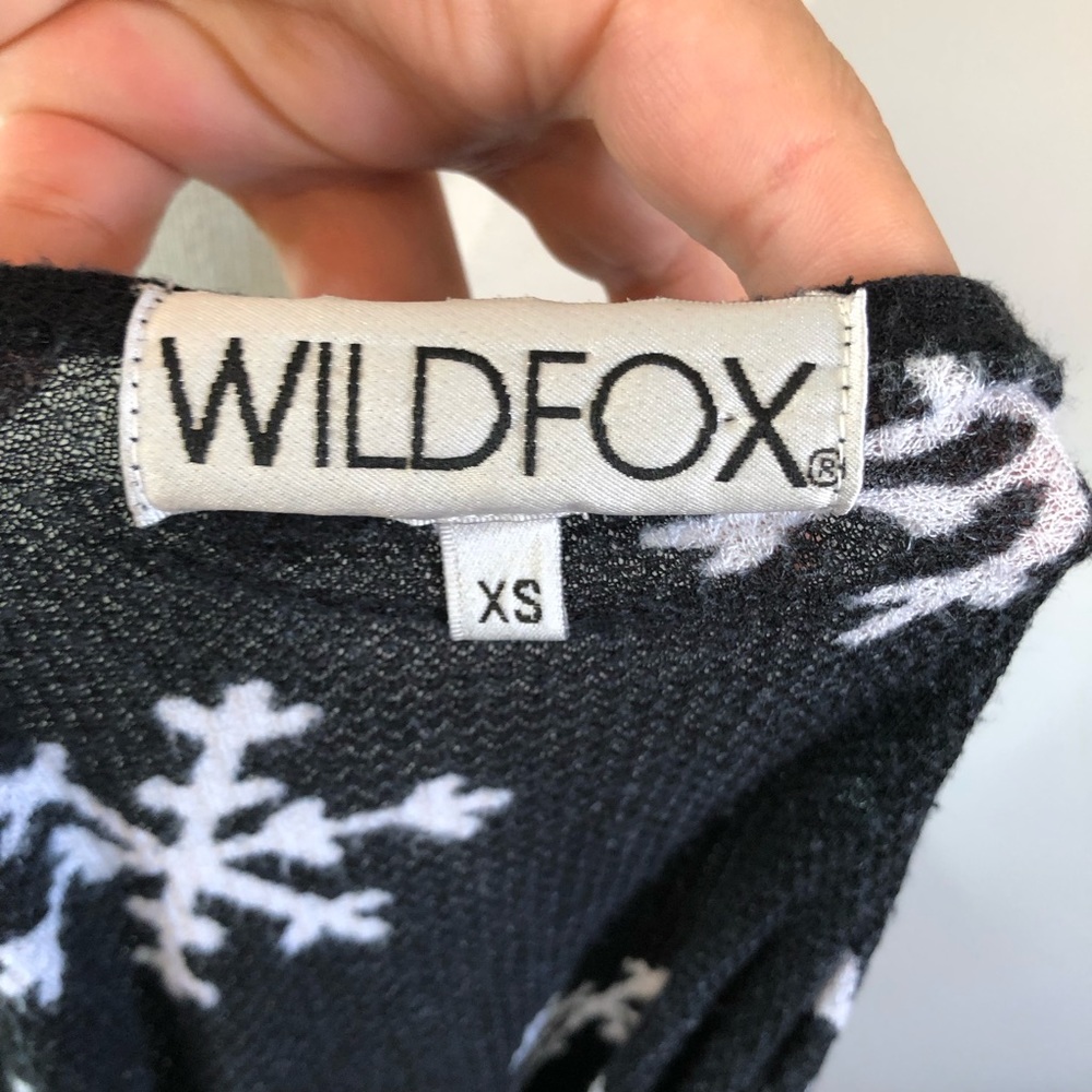 Wildfox Black Snowflake Pattern Thermal Shirt Top - image 5